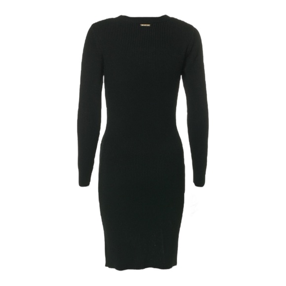 MICHAEL KORS black chunky knit sweater dress long sleeves gold hardware medium - Picture 3 of 6